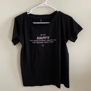 Be Happy tshirt black. Stradivarius